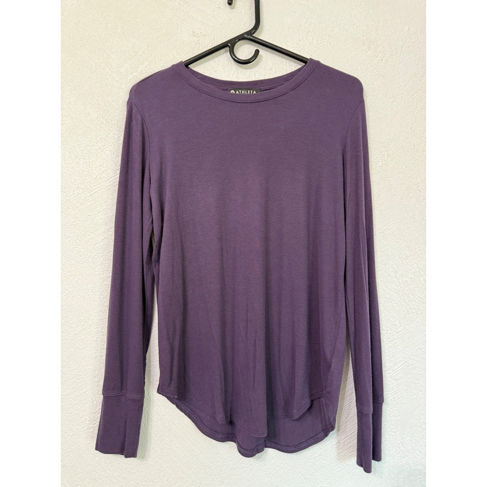 Athleta Purple S Women Lightweight Long Sleeve Gym Comfort Style Modal Spandex